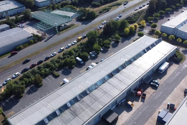 The queue for fuel at the Shell petrol station at Stacey Bushes. Photo: Kieron Theed