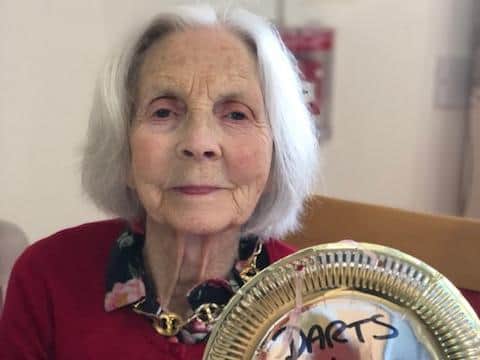 Olive Ashworth, 87, was a dab hand at darts