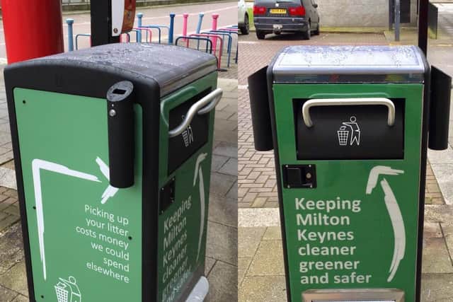 The bins use solar energy to crush and compact the litter inside