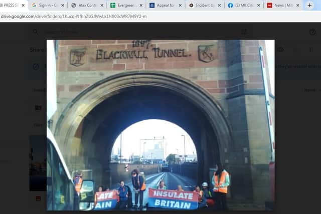 Some of the protesters at Blackwall Tunnel this morning (4/10