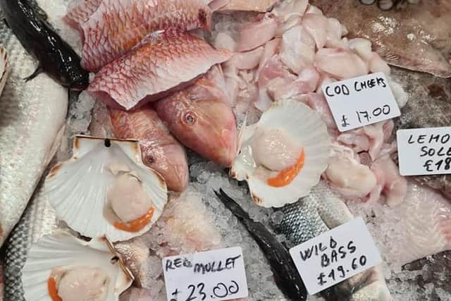 The shop sells a huge selection of fresh fish