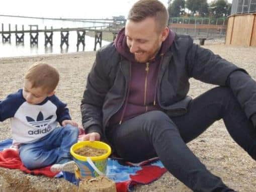 A GoFundMe page has been set up to help Karl Major, pictured with son Freddie