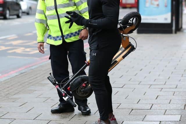 Police deal with an e-scooter incident