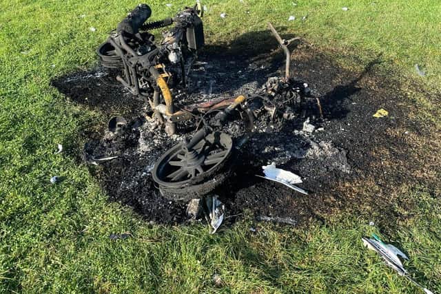 The remains of this burnt out stolen bike was found in Tattenhoe Valley Park this month