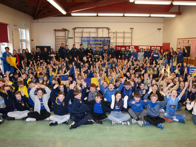 Celebrating the successful Steelstown GAC All-Ireland victory Hollybush style last week. (Photos: Jim McCafferty Photography)