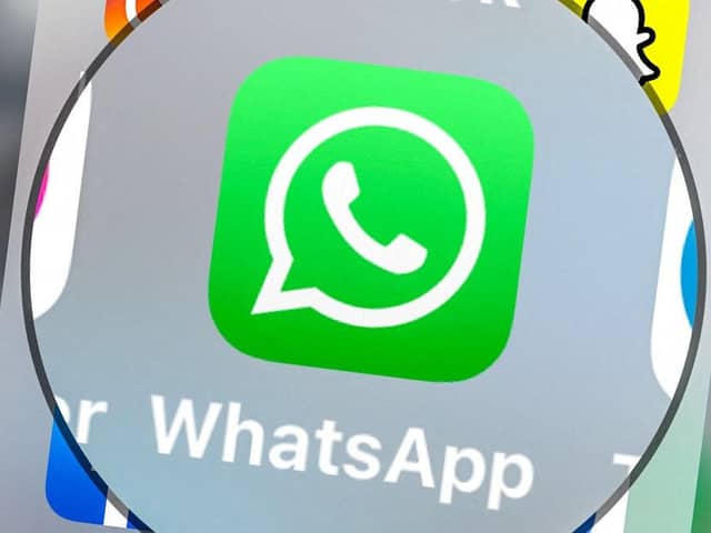The logo of the mobile messaging software Whatsapp displayed on a tablet