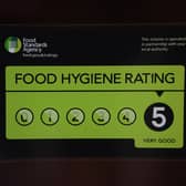 Food Standards Agency rating sticker is usually displayed on the window of any premises selling or serving food and drink