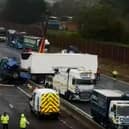 The lorry was across the carriageway on the M1