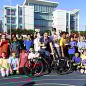 Bikeability Olympics contestants at the prize-giving ceremony