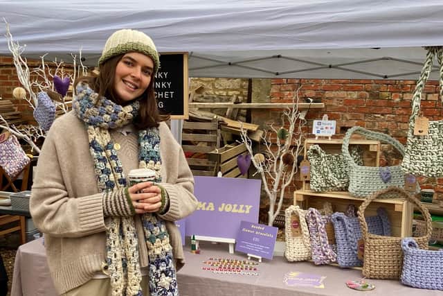 Emma Jolly by her stall at the White Hart Christmas Market in Sherington