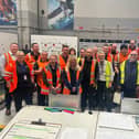 Jamie Brooks (centre) with Dareen Roe and Stagecoach East Engineers