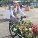 New Mayor of Milton Keynes Marie Bradburn leads a flower-themed cycle ride to launch the city's Year of Cycling