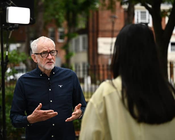 Jeremy Corbyn speaks to the media after announcing the creation of a new political party. Photo by Leon Neal/Getty Images.