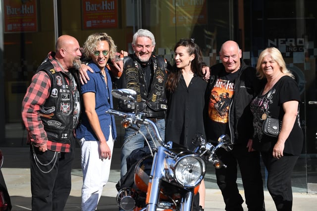 The cast mingled with bikers