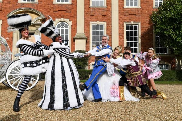 Cinderella 2023 cast, enjoying a game of tug of war ahead of the Milton Keynes Theatre production, photo from Jane Russell