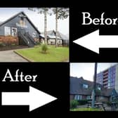 These photos show this corner of Central Milton Keynes before and after a high rise development of apartments
