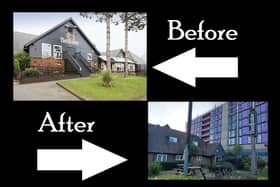 These photos show this corner of Central Milton Keynes before and after a high rise development of apartments