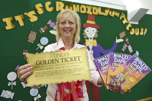 Cllr Zoe Nolan gets into the spirit of Charlie and the Chocolate Factory at CMK library