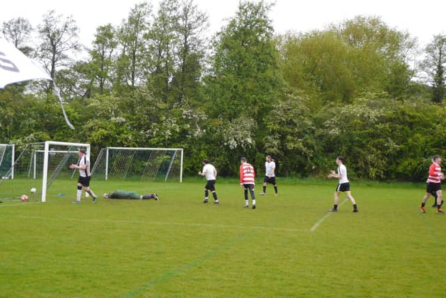 Graham Bramwell, Team Mixxos - saves a goal, and ends up face down in the mud!