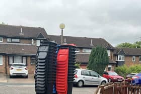 The new wheelie bins being delivered on Heelands in MK today