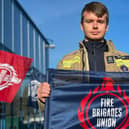 Mitch Wallace at yesterday's protest in Milton Keynes, photo from Charlie Smith Local Democracy Service