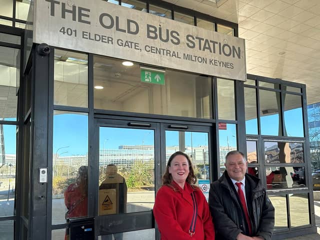 Councillor Emily Darlington and Shadow Minister Mike Amesbury during his visit to Milton Keynes