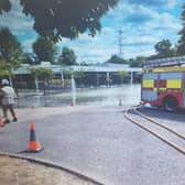 The flooding affected the car park and several businesses