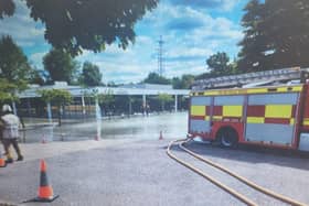 The flooding affected the car park and several businesses