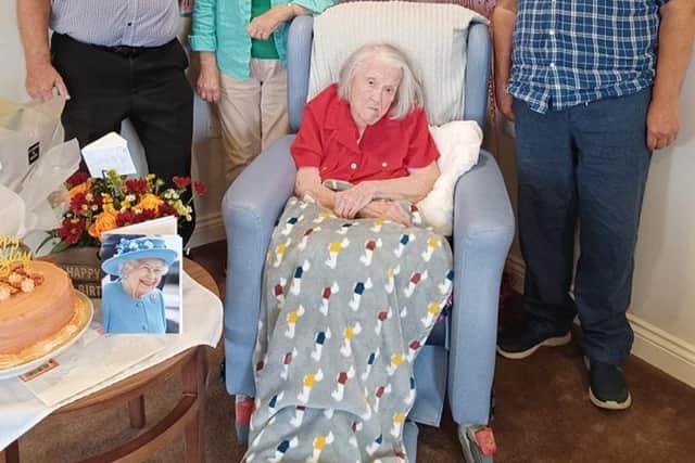 Sylvia celebrated with her two children and staff at the care home