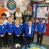 Shepherdswell Academy school council members with Peter Rainford from St Andrew's College, headteacher Ruth Ryan and assistant headteacher Ellen Williams