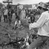 Thousands of 'Flower People' take part in a love-in in the grounds of Woburn Abbey in August 1967.