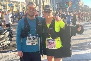 Lifelong friends Matt Howarth and Theresa Davies who both completed the Barcelona marathon