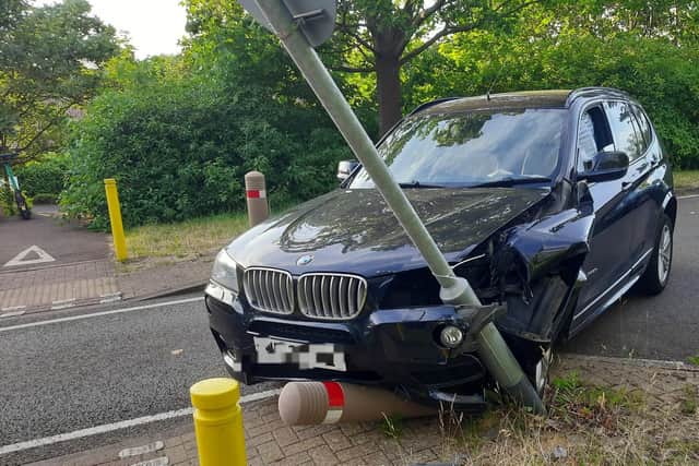 The driver of this BMW in Milton Keynes has been arrested