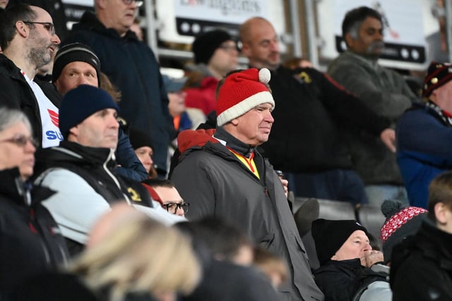 Fans in the stands on Boxing Day at Stadium MK