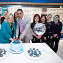 Boots Opticians team members with Councillor Amanda Marlow the Mayor of Milton Keynes