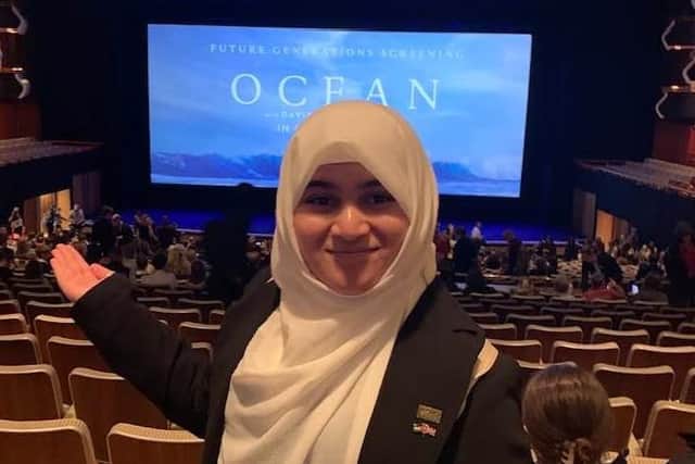 Maryam Jazeem is inside the theatre for the 'Ocean' pre-screening
