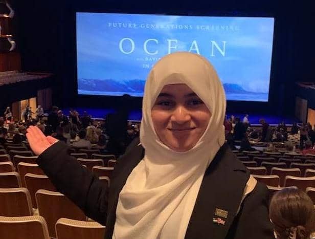 Maryam Jazeem is inside the theatre for the 'Ocean' pre-screening