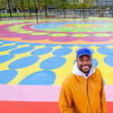 Artist Yinka Ilori has transformed the previously drab Station Square in Milton Keynes