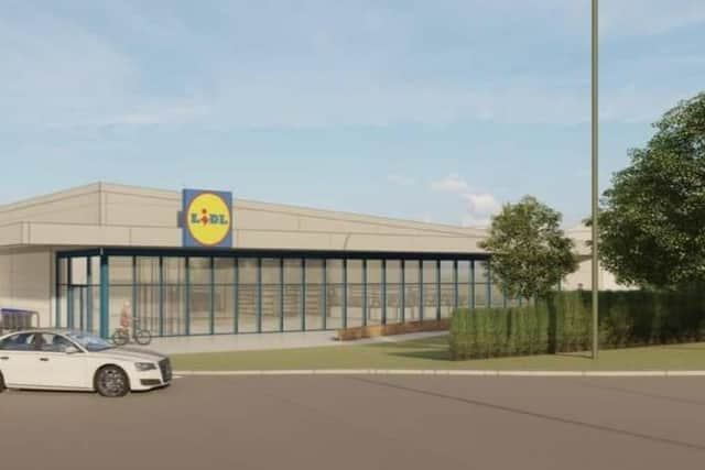 An artists' impression of the new Lidl planned for Milton Keynes