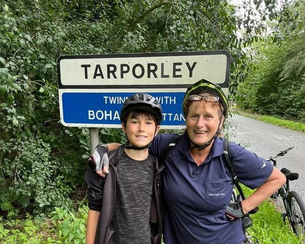 Dylan Ungi and his beloved gran Kim Lowden on the first day of their epic journey