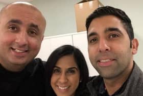 Pictured from left, Suki Sandhu with Aman Sumal's wife Jasdip and Aman