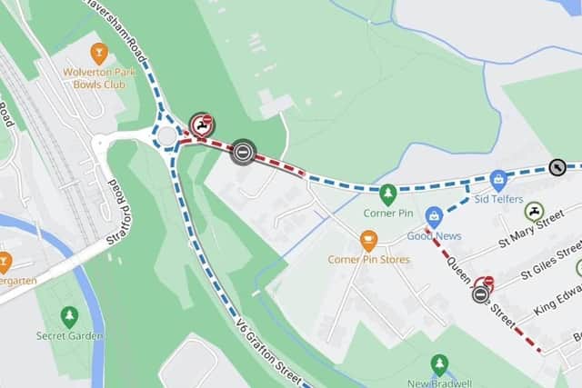Newport Road in New Bradwell could be closed for up to eight weeks to enable Anglian Water to repair a collapsed water main. Map courtesy of the One Network website.