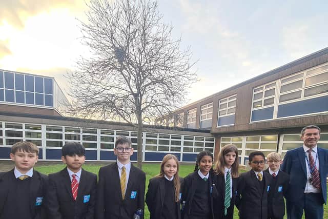 Pupils with Associate Principal Damian McGeehin from Sir Herbert Leon Academy
