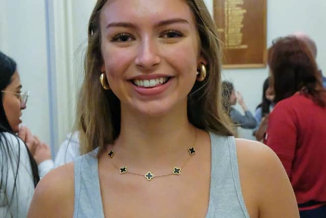 Happy Thornton College GCSE student on results day.