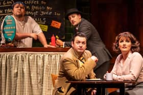 R Richard J Hunt, Peter Watts, Sam Lupton and Georgina Hagen in Only Fools and Horses The Musical