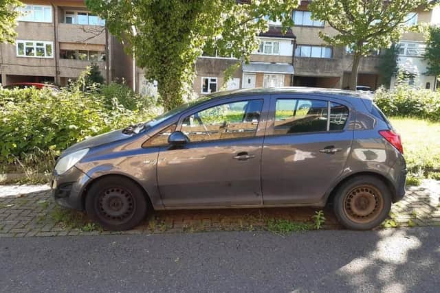 The car was abandoned on Conniburrow in Milton Keynes