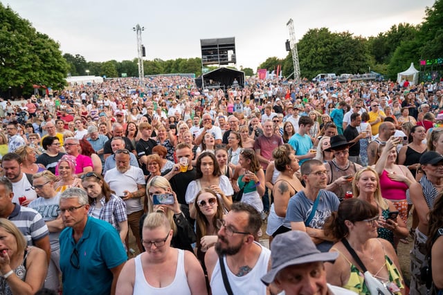 Fans inside Campbell Park in Milton Keynes on July 17, 2022. Photo by David Jackson.