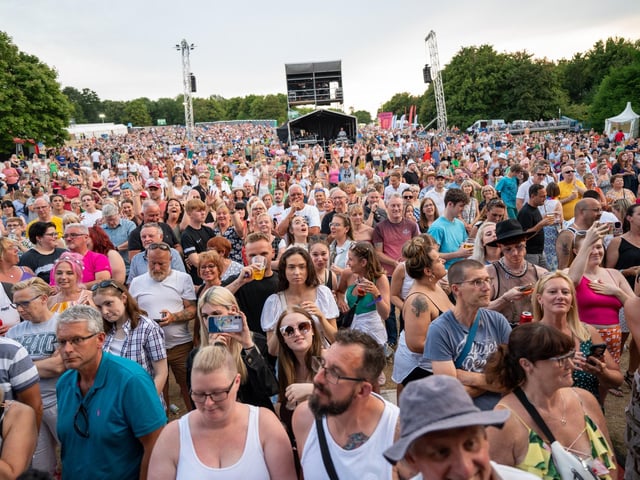Fans inside Campbell Park in Milton Keynes on July 17, 2022. Photo by David Jackson.