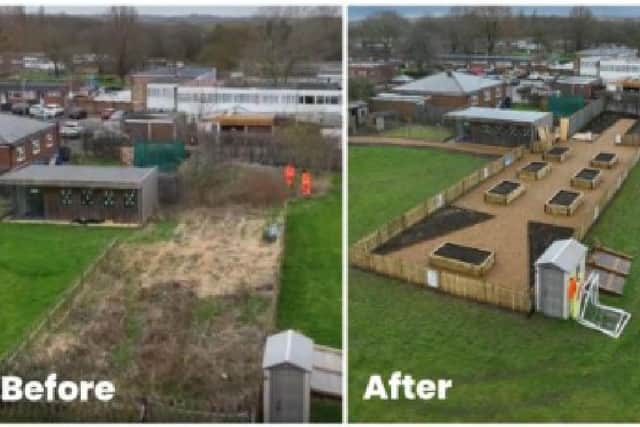 An unused patch of land at Drayton Park School has been transformed by Kier into a garden and allotment