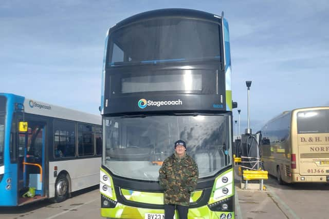 Robert Cook with a Stagecoach East bus